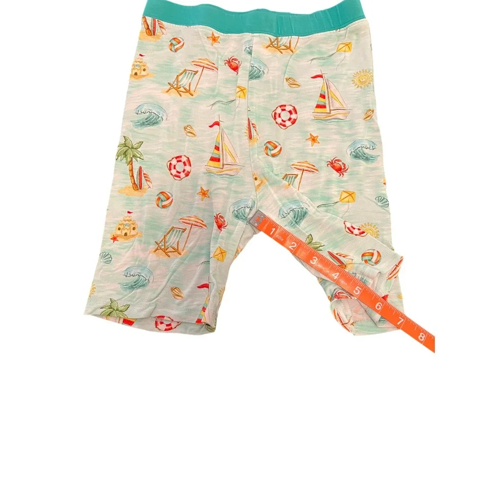 Little‎ Frugals Bamboo Pajamas Set 7/8 Beach Sailboat Print Short Sleeve Teal
